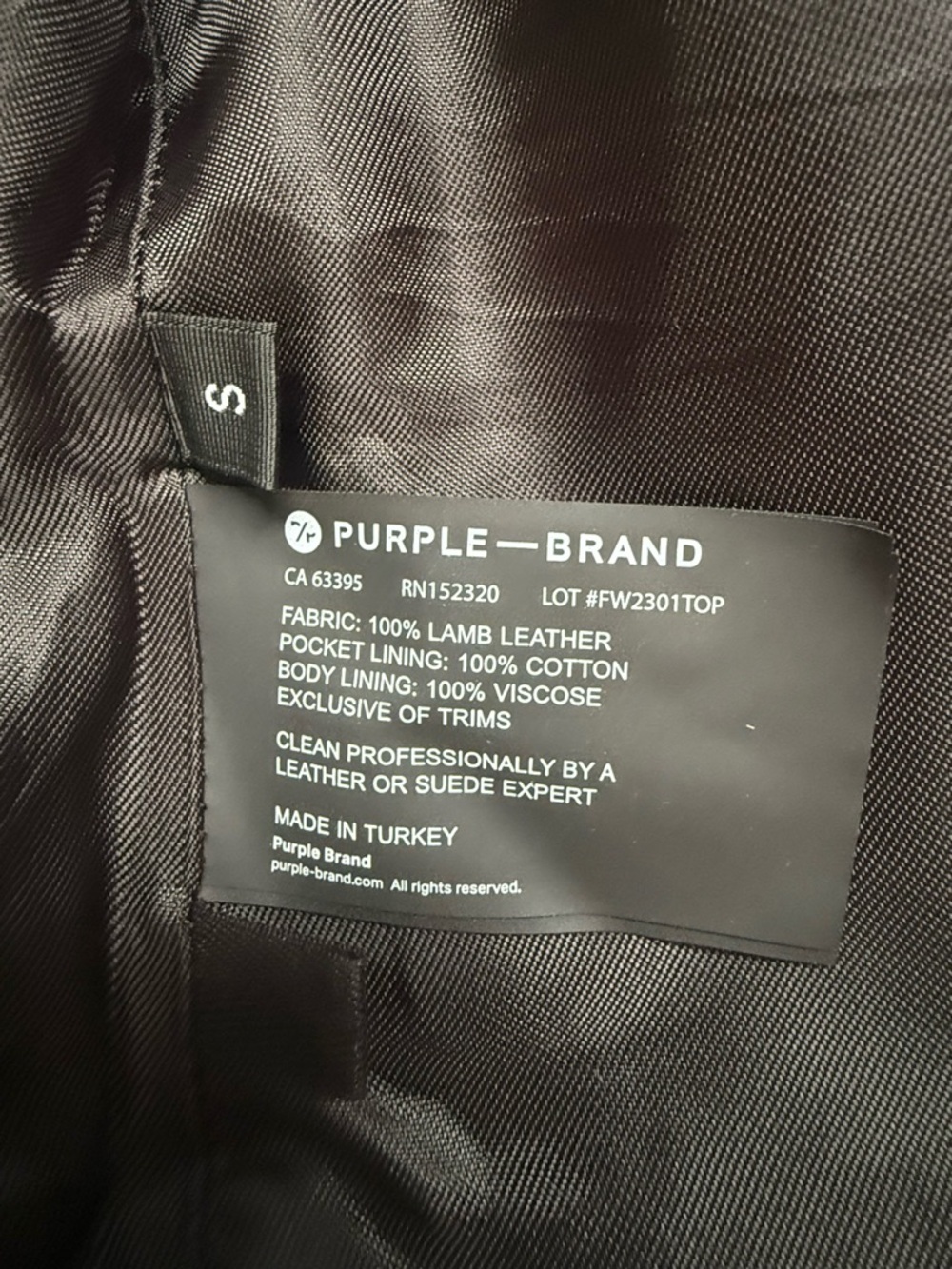 Purple Brand Luxury Navy Trucker/Bomber Jacket 100% Lamb Leather Men’s Sz S - Picture 4 of 11